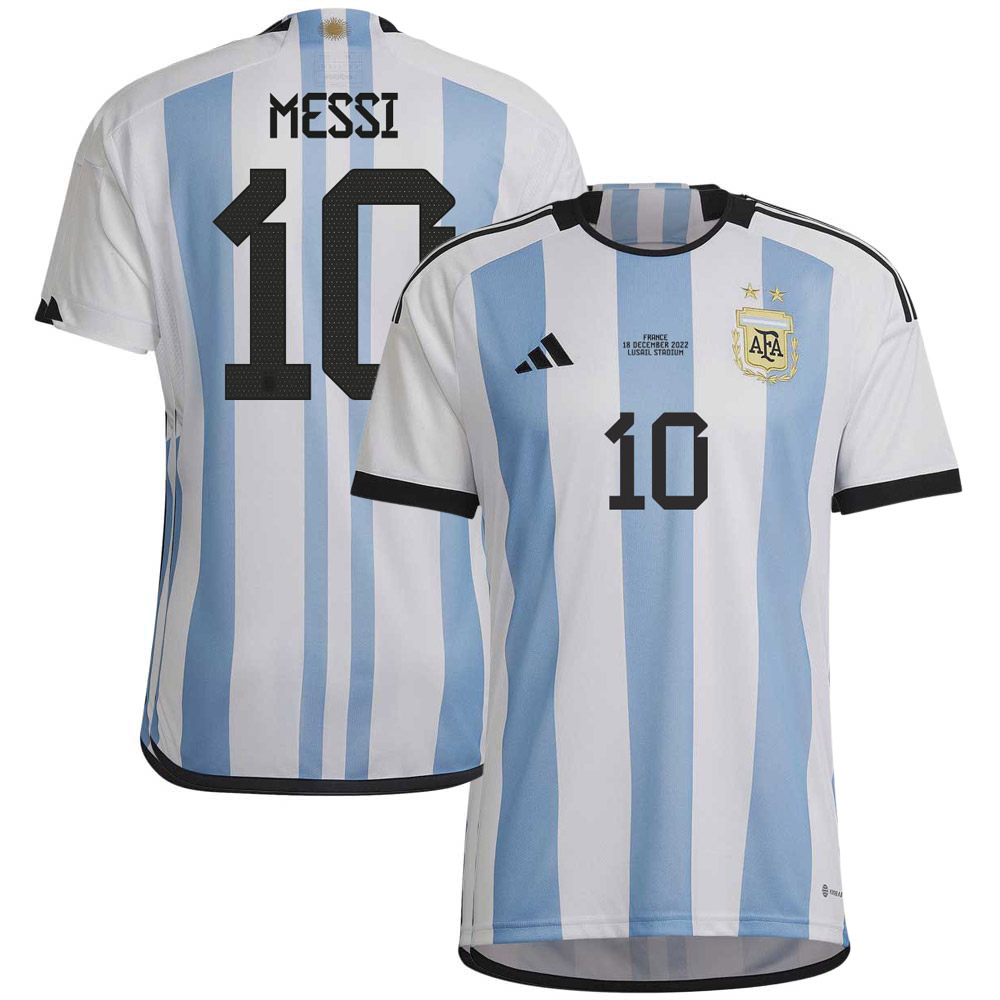 Argentina 2022 Home Shirt with Messi 10 + World Cup 2022
